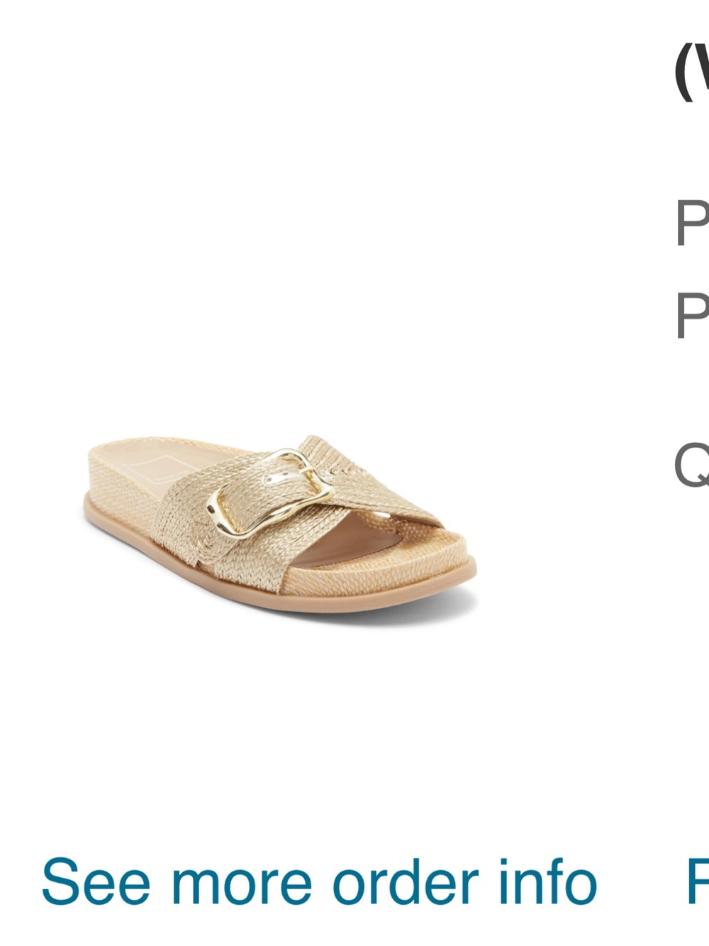 Dolce vita sydnee slide gold raffia sandal 9.5